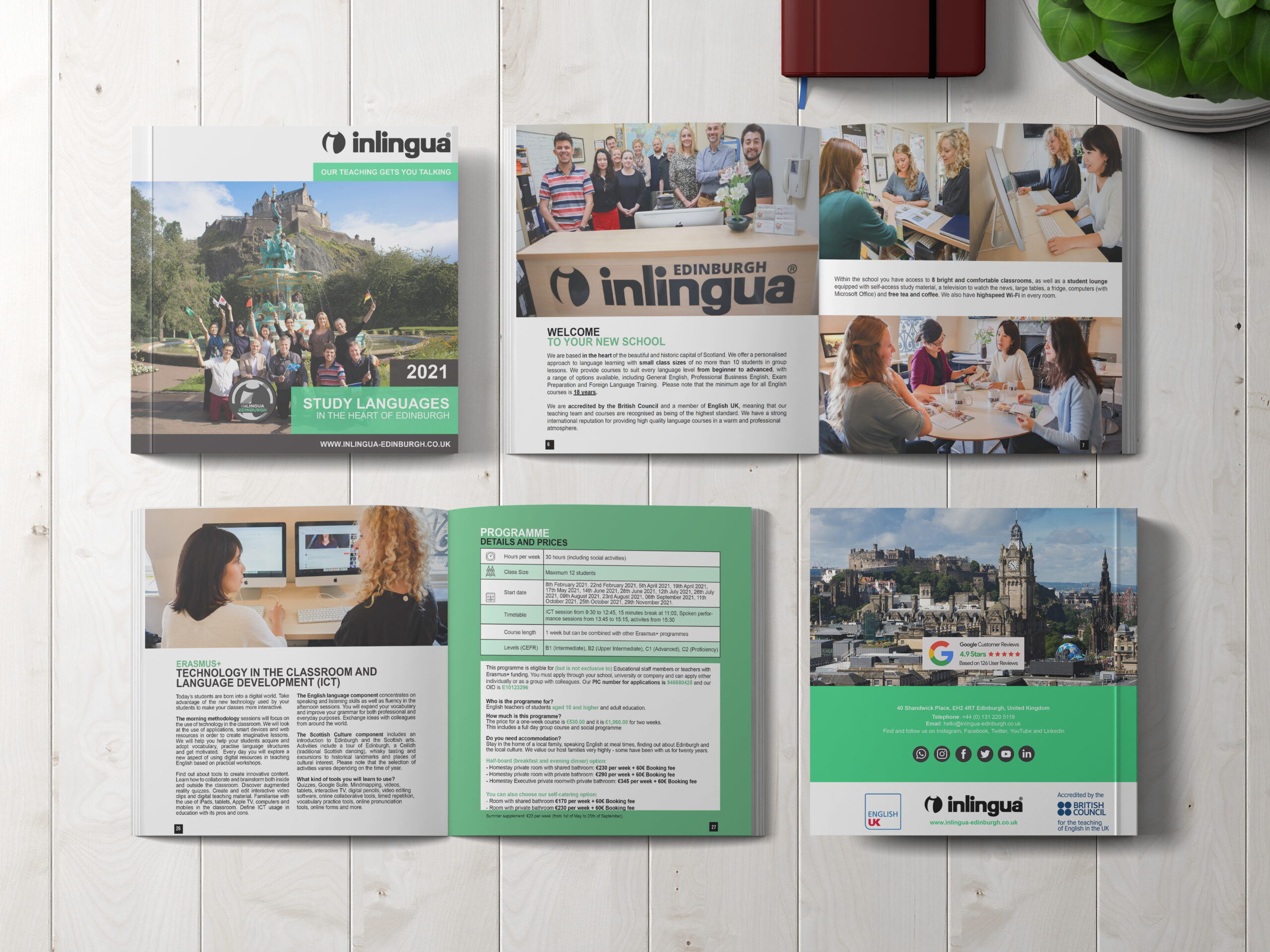 inlingua Edinburgh | Print Brochure 2021 - Mockup